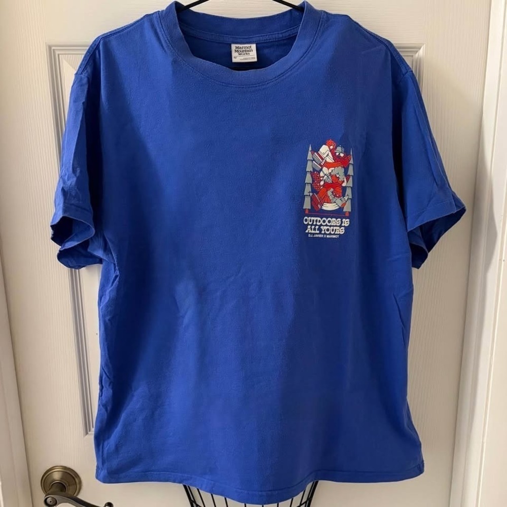 D.J. Javier x Marmot Mountain Work "Outdoor Is All Yours" Royal Blue Mens XL Tee